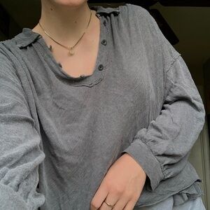 WE THE FREE grey long sleeve blouse